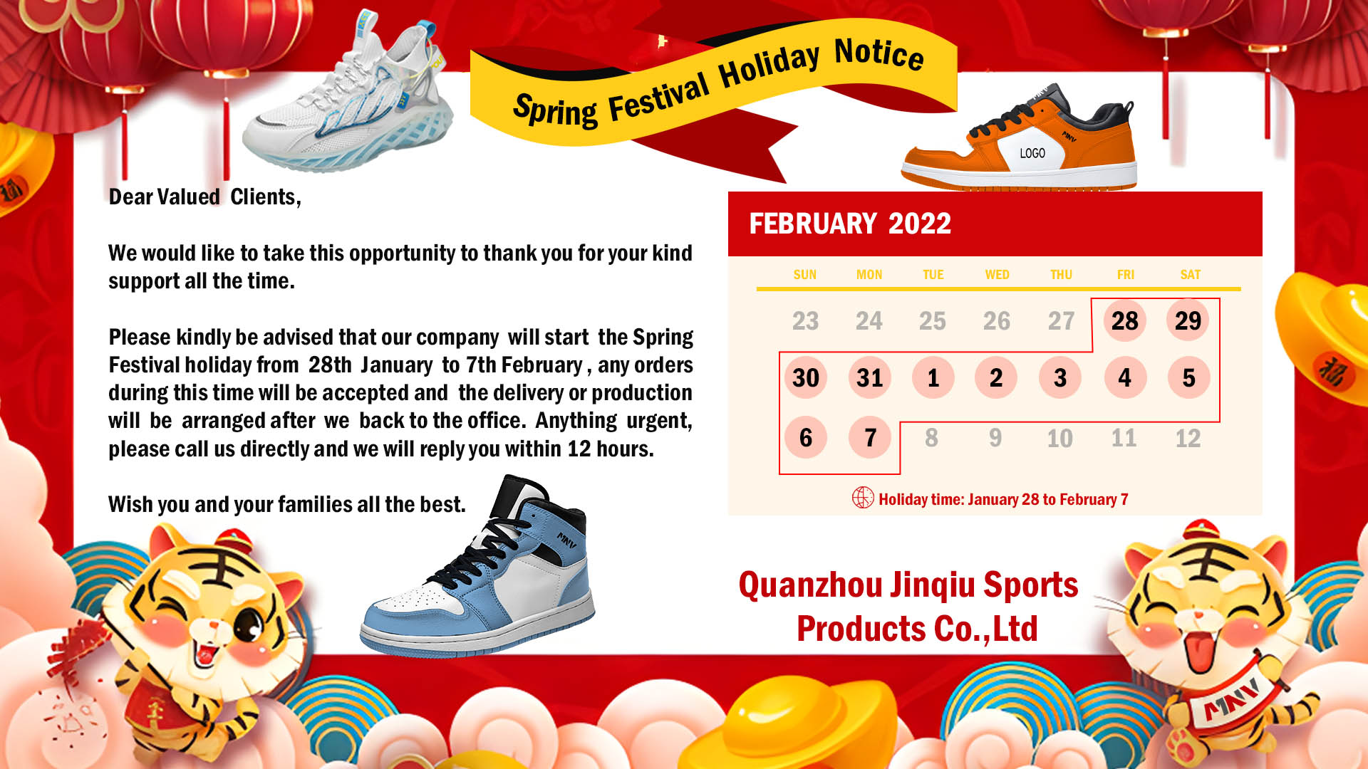 MNV Sport Spring Festival Holiday Notice